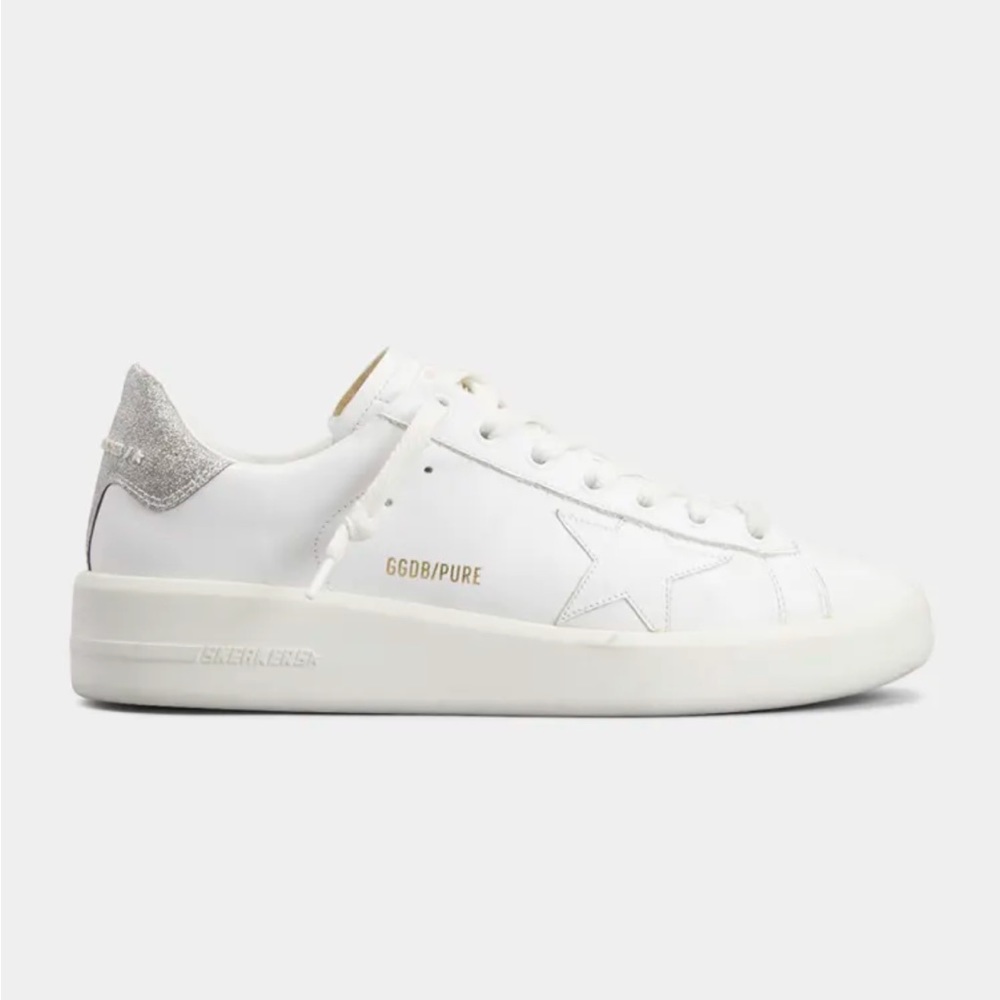 Golden Goose Women's White and Silver Athletic Shoes